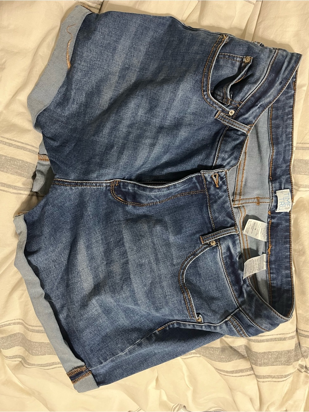 Time and Tru Dark Blue Rolled Hem Denim Shorts